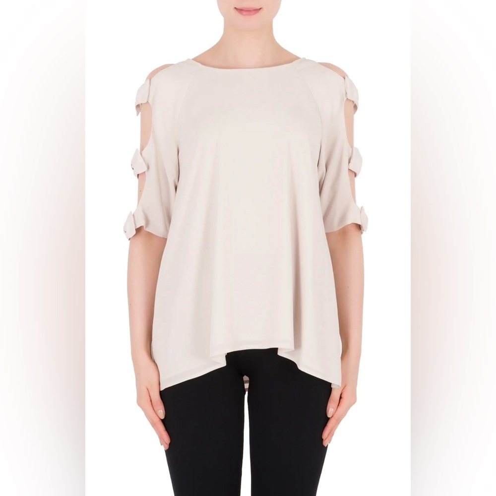 Joseph Ribkoff Women’s 8 Blouse Cream Bow Sleeve